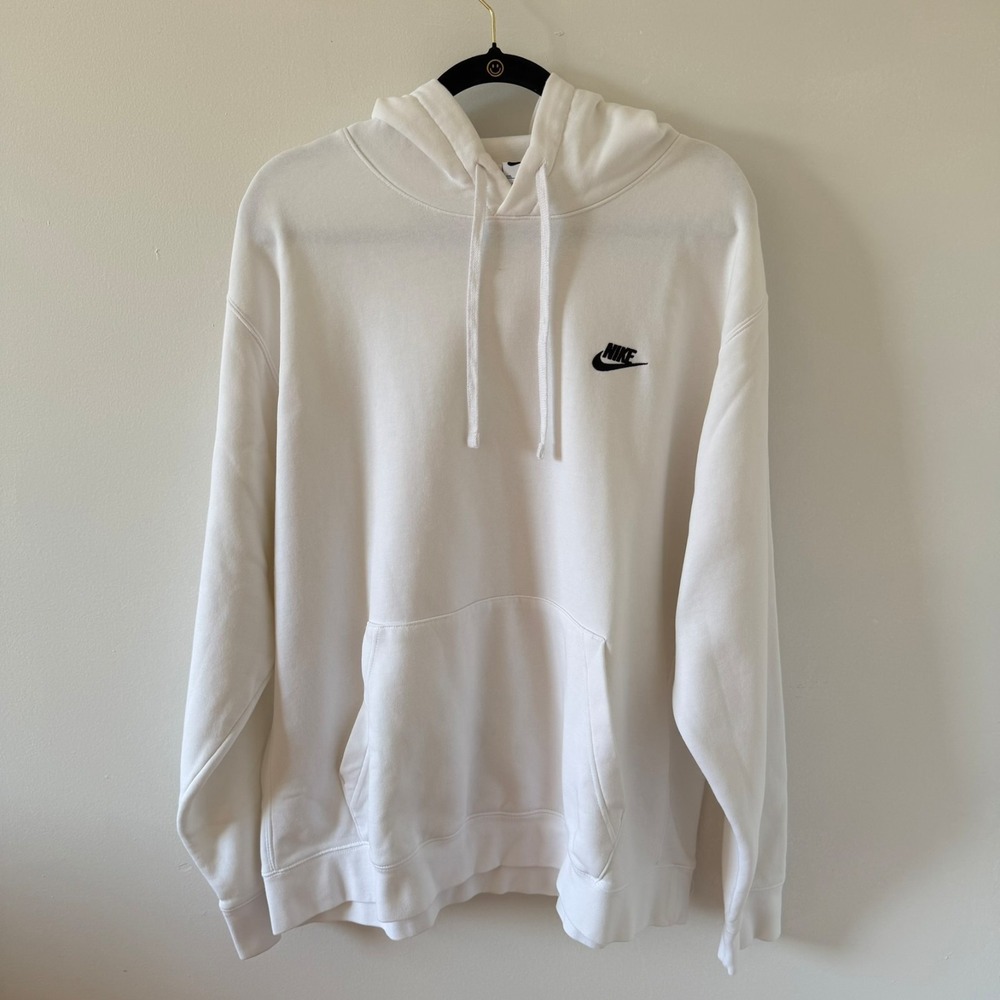 Nike Sportswear Fleece Pullover Hoodie White/Black XXL